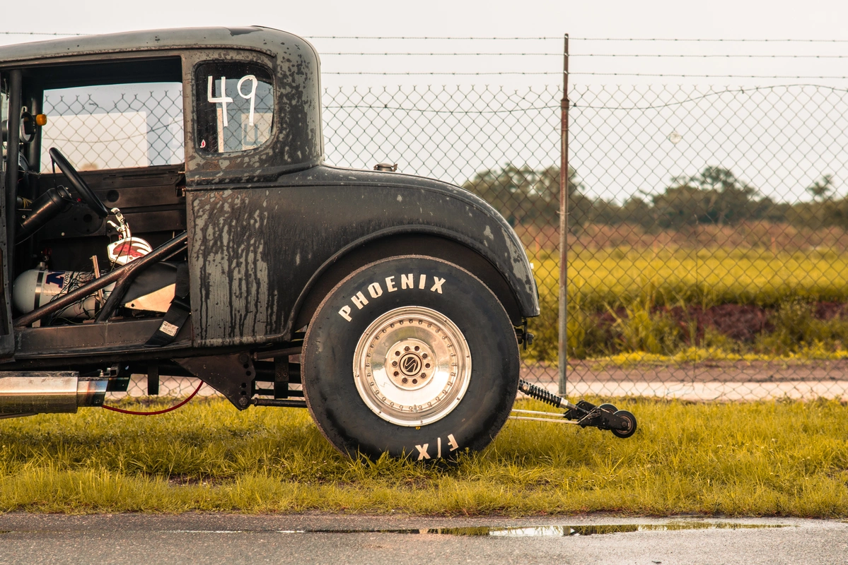 A 1932 Ford in a field